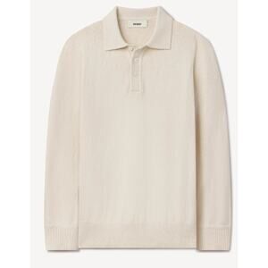Buck Mason Mens Medium Seafarer Cotton Rugby Polo Cream Sweater